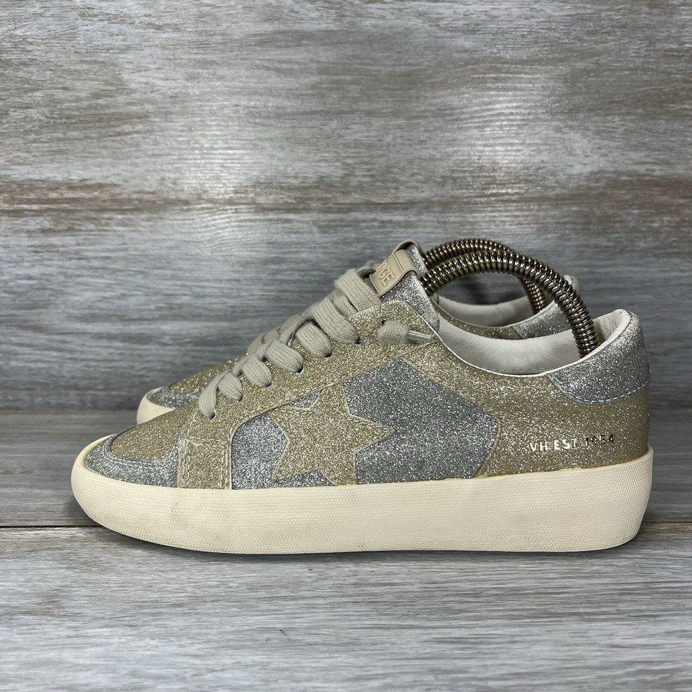 Vintage Havana Women's Kara Metallic Lace Up Silver Sneakers Size 5.5